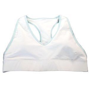 IDEALFIT WOMENS WHITE/BLUE LARGE SPORT BRA